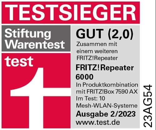 FRITZ!Repeater 6000, WiFi 6 WLAN Repeater, Tri-Band, bis 6000 Mbit/s, LAN