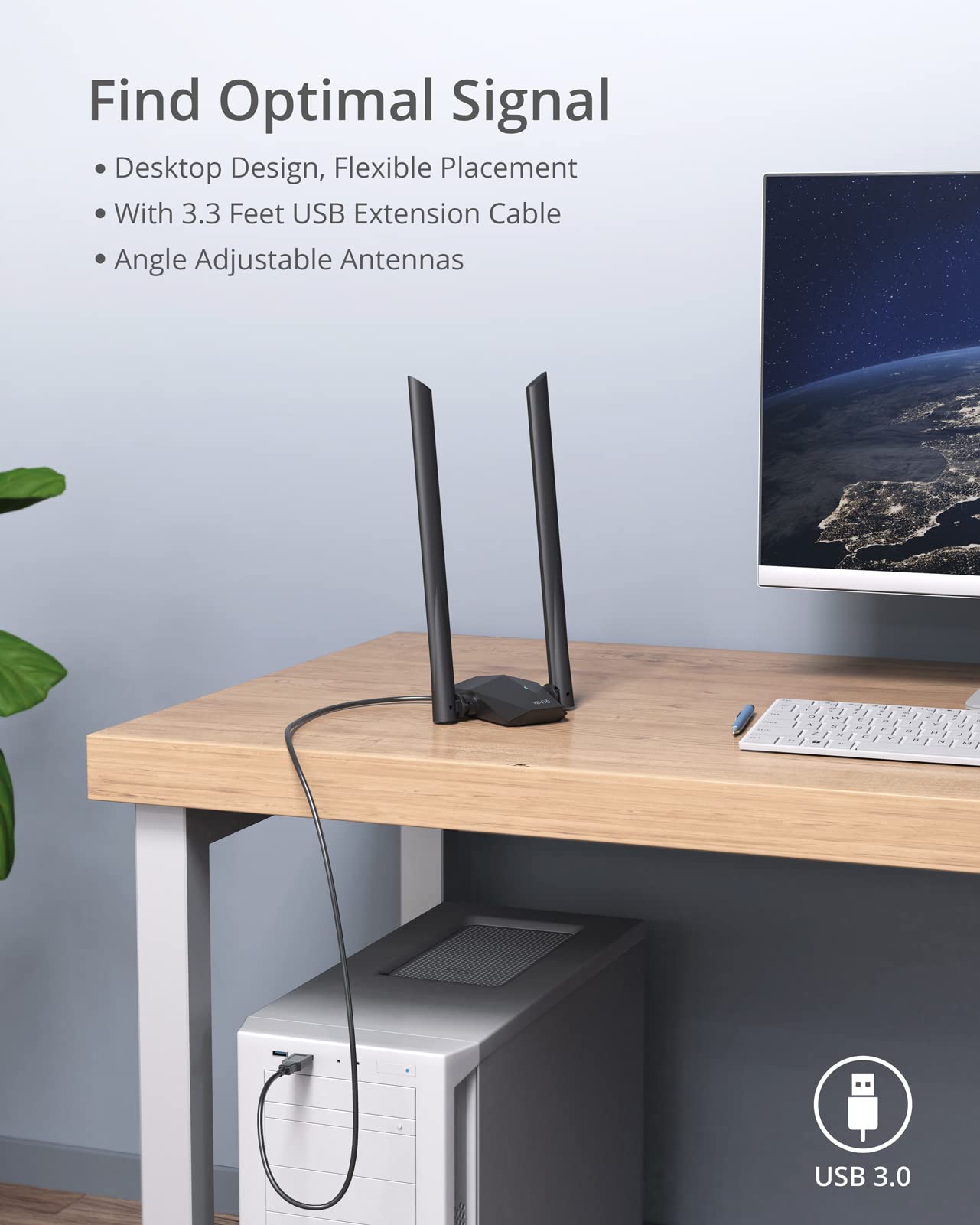 BrosTrend AX1800 WLAN Stick, WiFi 6 USB Adapter, Dualband, hohe Reichweite, Windows 10/11
