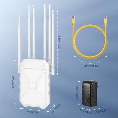 AX3000 Outdoor WLAN Verstärker, Dualband Repeater & Access Point, IP67, 6 Antennen