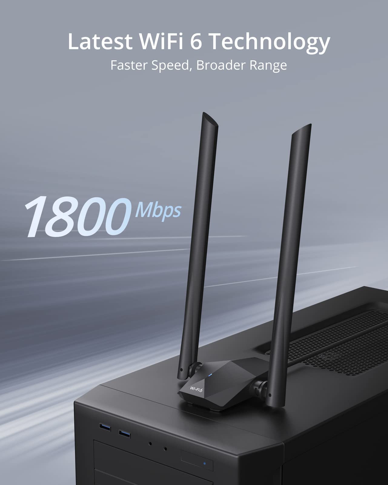 BrosTrend AX1800 WLAN Stick, WiFi 6 USB Adapter, Dualband, hohe Reichweite, Windows 10/11