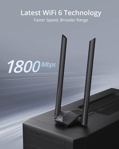 BrosTrend AX1800 WLAN Stick, WiFi 6 USB Adapter, Dualband, hohe Reichweite, Windows 10/11