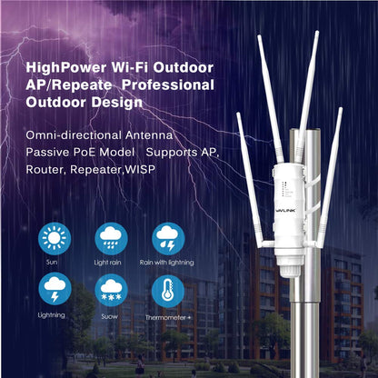 WAVLINK AC1200 Outdoor WLAN Access Point, Dualband Repeater, 1200 Mbit/s, PoE