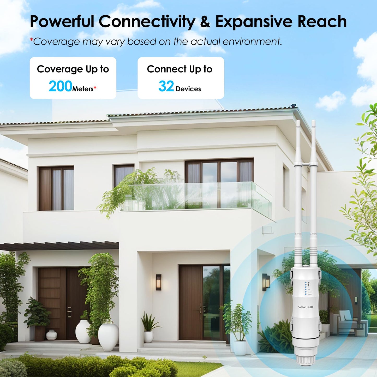 WAVLINK AC1200 Outdoor WLAN Repeater, Access Point, Dualband 1200 Mbit/s, PoE