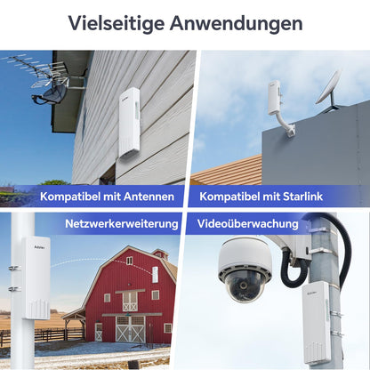 AdaLov CPE661 WLAN Bridge, 5GHz Outdoor Point-to-Point, 3 km Reichweite, IP65