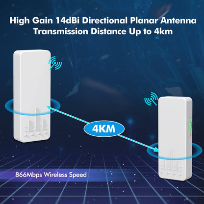 NICGIGA 5.8G Outdoor WLAN Bridge, Point-to-Point CPE, 4 km Reichweite, 2er Pack
