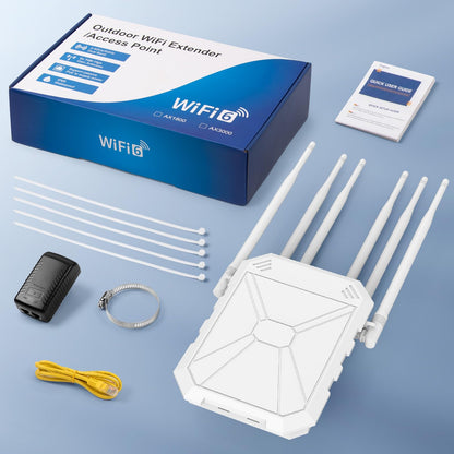 AX3000 Outdoor WLAN Verstärker, Dualband Repeater & Access Point, IP67, 6 Antennen