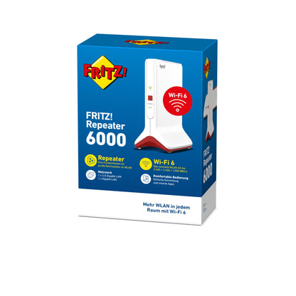 FRITZ!Repeater 6000, WiFi 6 WLAN Repeater, Tri-Band, bis 6000 Mbit/s, LAN